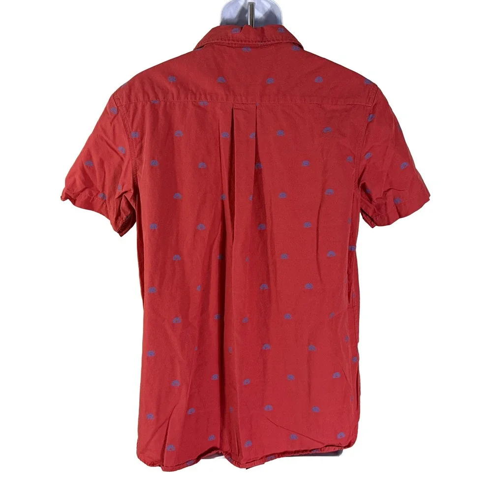 The North Face Button Down Shirt‎ Mens Medium Red Short Sleeve Print